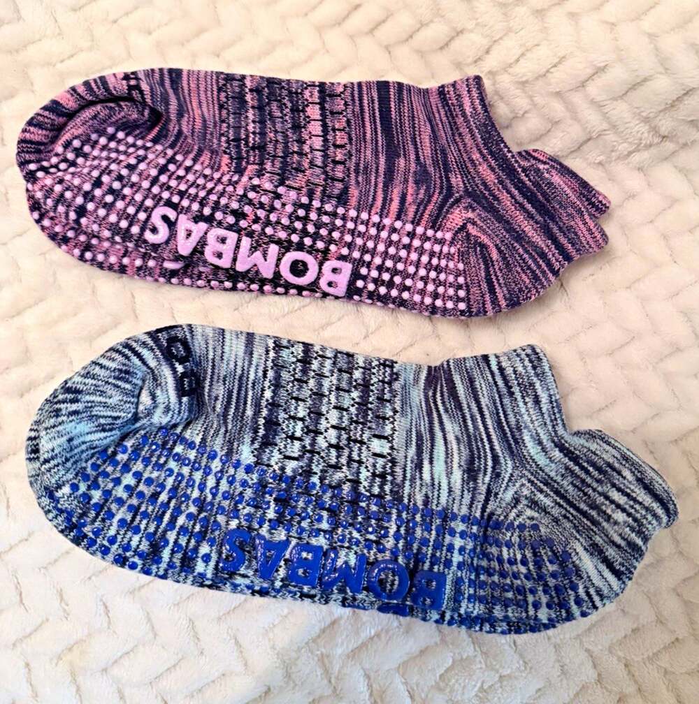 Bombas Women's Low Cut Non-Slip Grip Socks 2 Pairs M Striped SK2001/M